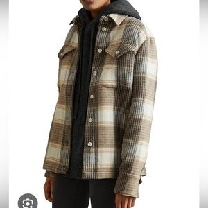 NWT Reiss Phoebe Checked Shacket in Plaid Neutral size US 2/ UK 6